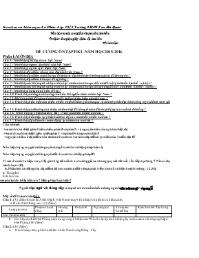 Đề cương ôn tập học kì I năm học 2015-2016